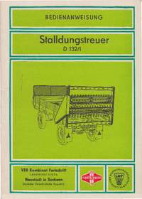 Betriebsanleitung: Stalldungstreuer D 132/1