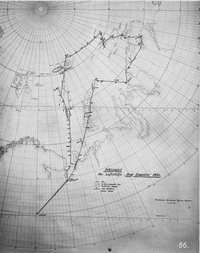 Landkarte mit der eingezeichneten Fahrtroute der Arktisfahrt