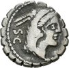 Denar serratus des L. Procilius mit Darstellung der Juno Sospita in einer Biga