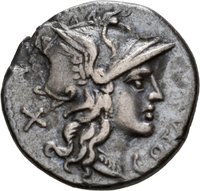 Denar des M. Aurelius Cotta mit Darstellung des Hercules in einer Zentauren-Biga