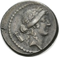 Denar des P. Clodius mit Darstellung der Diana