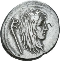 Denar des L. Hostilius Saserna mit Darstellung der Artemis