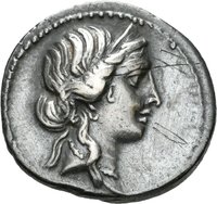 Denar des C. Iulius Caesar mit Darstellung des Aeneas