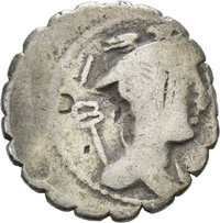 Denar serratus des C. Mamilius Limetanus mit Darstellung des Odysseus