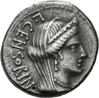 Denar der Römischen Republik mit Darstellung der Venus in einer Biga
