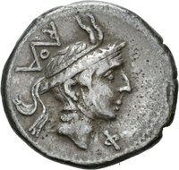 Denar des L. Marcius Philippus mit Darstellung einer Reiterstatue