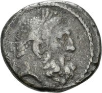 Denar des C. Vibius Varus mit Darstellung der Minerva