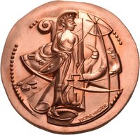 Medaille von Victor Huster auf 50 Jahre Numismatisches Nachrichtenblatt