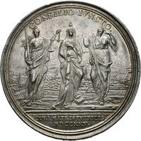 Medaille von Georg Wilhelm Vestner auf Christiane Charlotte von Württemberg und die Führung der Vormundschaft in der Markgrafschaft Brandenburg-Ansbach