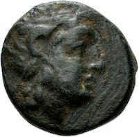 Bronzemünze aus Mytilene (Lesbos) mit Darstellung des Zeus