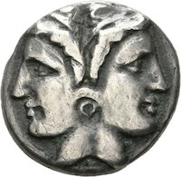 Diobol aus Lampsakos (Mysien) mit Darstellung der Athena