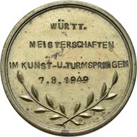 Medaille aus Schwäbisch Hall auf die Württembergischen Meisterschaften im Kunst- und Turm-Springen, 1949
