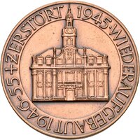 Bronzeabschlag einer Medaille auf das wiederaufgebaute Rathaus von Schwäbisch Hall, o. J. (um 1960)