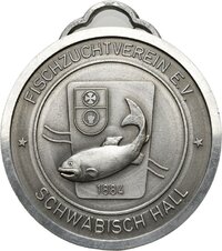 Einseitige Medaille des Fischzuchtvereins Schwäbisch Hall, 1884