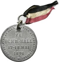 Medaille auf das 10. Württembergische Kriegerbundfest in Schwäbisch Hall, 1891