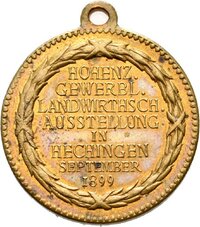 Medaille auf die Gewerbe- und Landwirtschaftsausstellung in Hechingen 1899