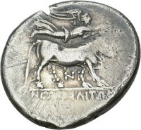 Didrachme aus Neapolis (Kampanien) mit Darstellung der Parthenope