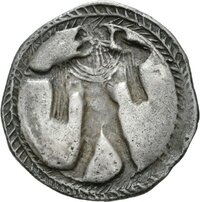 Drachme aus Poseidonia (Lukanien) mit Darstellung des Poseidon