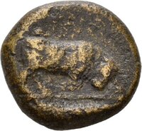 Bronzemünze aus Thurioi (Lukanien) mit Darstellung der Athena
