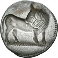 Stater aus Sybaris (Lukanien) mit Darstellung eines Stieres