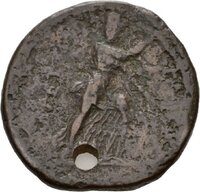 Bronzemünze der Brettii mit Darstellung des Herakles