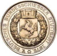 Medaille von Karl Schwenzer auf das V. Deutsche Bundesschießen in Stuttgart 1875