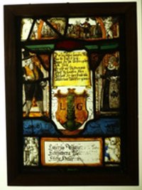 Wappenscheibe des Lazarus Glaser von Ulm und seiner Frau Elisabeth Milerin
