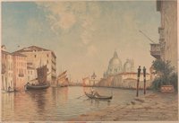 Lithographie mit Darstellung des Canal Grande in Venedig