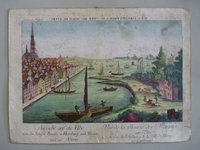 Guckkastenbild der Reihe "Augsburger Folge" mit Aufsicht auf die Elbe