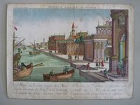 Guckkastenbild der Reihe "Augsburger Folge" mit Ansicht des Lusthauses von Livorno