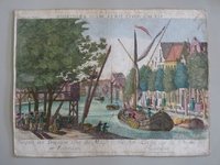 Guckkastenbild der Reihe "Augsburger Folge" mit Ansicht der Brücken über die Maas in Rotterdam