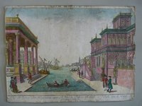 Guckkastenblatt der Reihe "Augsburger Folge" mit Ansicht des Hafens von Neapel mit königlichem Palast