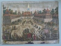 Guckkastenbild der Reihe "Augsburger Folge" mit Ansicht der Audienz des Kaisers von China