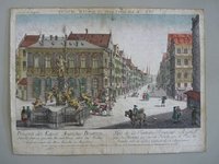 Guckkastenbild der Reihe "Augsburger Folge" mit Ansicht des Kayser Augustus Brunnen in Augsburg