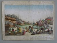 Guckkastenbild der Reihe "Augsburger Folge" mit Ansicht von Port du Havre