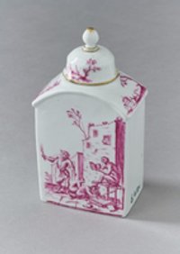 Bemalte Teedose aus Porzellan