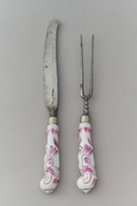 Gabel und Messer mit Porzellangriff