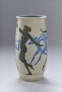 Vase mit Unterglasurmalerei einer Tänzerin