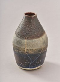 Grau-beige-blaue Vase