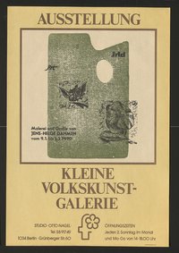 Ausstellungswerbung: "Malerei und Grafik von Jens-Helge Dahmen" von 09.01. bis 01.02.1990