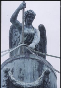 Wiederaufbau der Quadriga auf dem Brandenburger Tor, Detailaufnahme Victoria