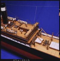 Vollmodell des deutschen Dampfschiffes "Osiris", 1910, Maßstab 1:50, Detailansicht (Sonderausstellung "Aufgetaucht", 1996)