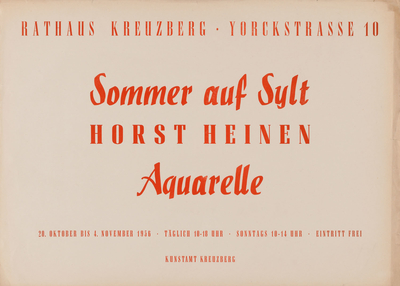 Ausstellungsplakat "Sommer auf Sylt" des Künstlers Horst Heinen, 1956