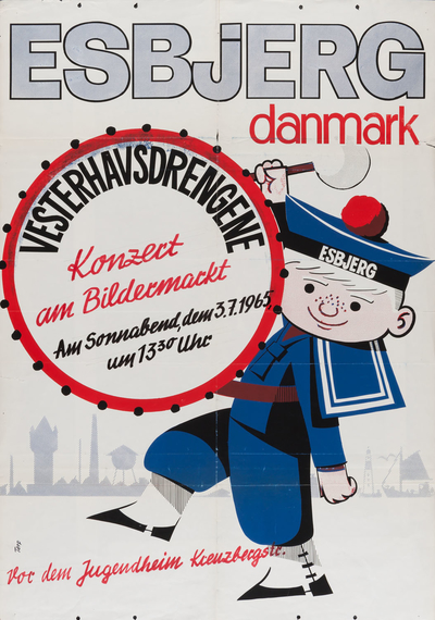 Plakat zum Konzert "Esbjerg Danmark, Vesterhavsdrengene" am Bildermarkt, 1965