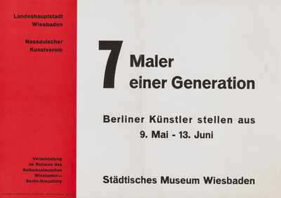 Ausstellungsplakat "7 Maler einer Generation, Berliner Künstler stellen aus", im Städtischen Museum Wiesbaden, 1964