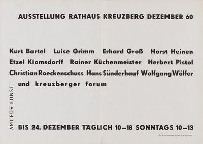 Ausstellungsplakat von Kreuzberger Künstlern im Rathaus Kreuzberg, 1960