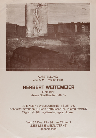 Ausstellungsplakat "Neue Stadtlandschaften" des Künstlers Herbert Weitemeier, 1973