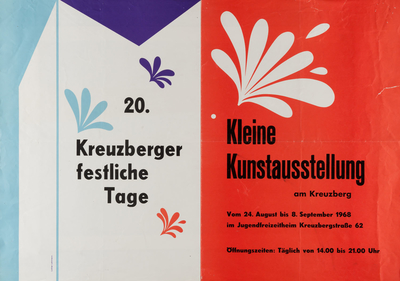 Ausstellungsplakat "Kleine Kunstausstellung am Kreuzberg" der 20. Kreuzberger festlichen Tage, 1968