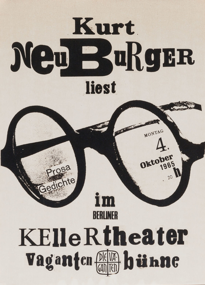 Plakat zur Autorenlesung von Gedichten des Künstlers Kurt Neuburger, 1965