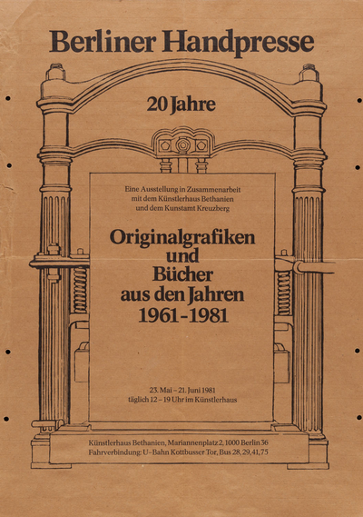 Ausstellungsplakat "Berliner Handpresse, 20 Jahre", 1981